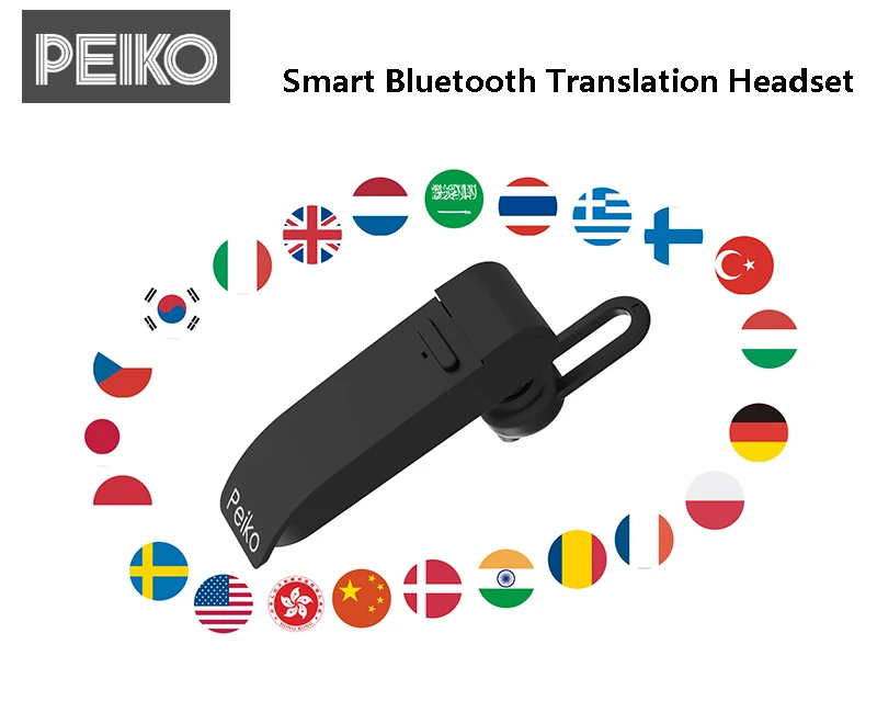 Peiko Smart Dual Mode переводят наушники беспроводные Bluetooth наушники 23 языков перевод для путешествий и бизнеса гарнитура