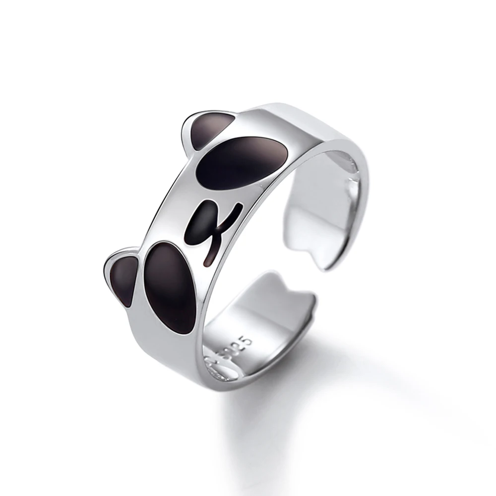 SILVERCUTE 925 пробы серебро, эмаль Panda кольцо для Для женщин Регулируемый Размеры Fine Jewelry подарок милые животные Открытые Кольца SCR6366B