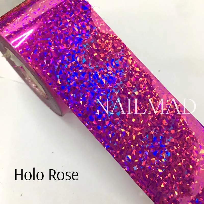 Holo Rose Red 1 рулон 120 м* 4 см Лазерная Радужная переводная Фольга для ногтей голографические точки песок Фольга для ногтей бумага дизайн ногтей Наклейка Маникюр украшение - Цвет: Holo Rose Red