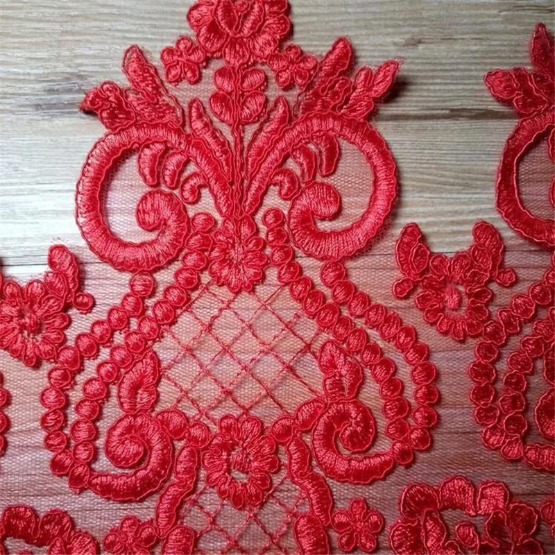 Нежная кружевная аппликация для свадебного платья 1 ярд красного цвета кружевные