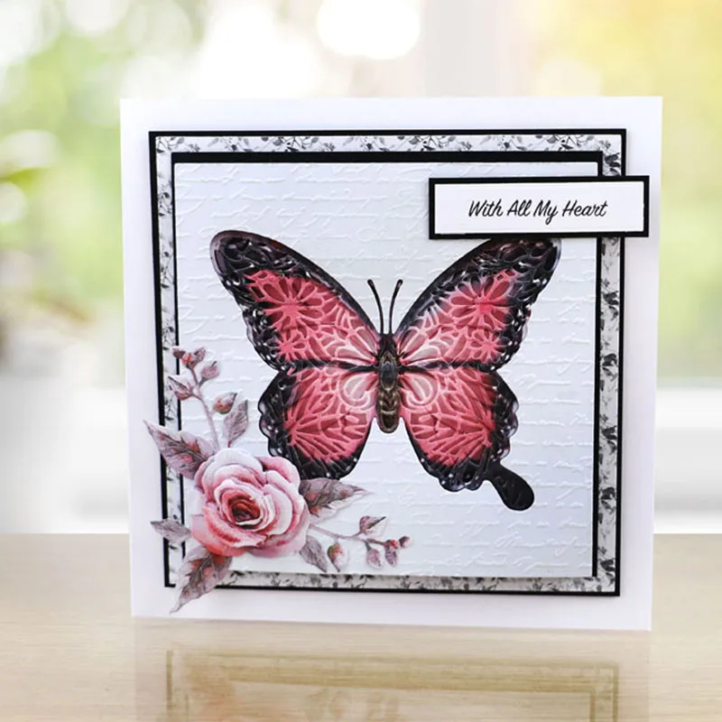 Растения бабочка Алфавит слова Золотая клетка режущие штампы Трафарет DIY карта