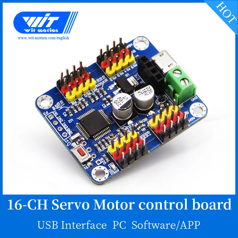 16-канальный контроллер WitMotion с сервоприводом Bluetooth, PWM, модуль платы управления PCB для SG90 MG995 Arduinos