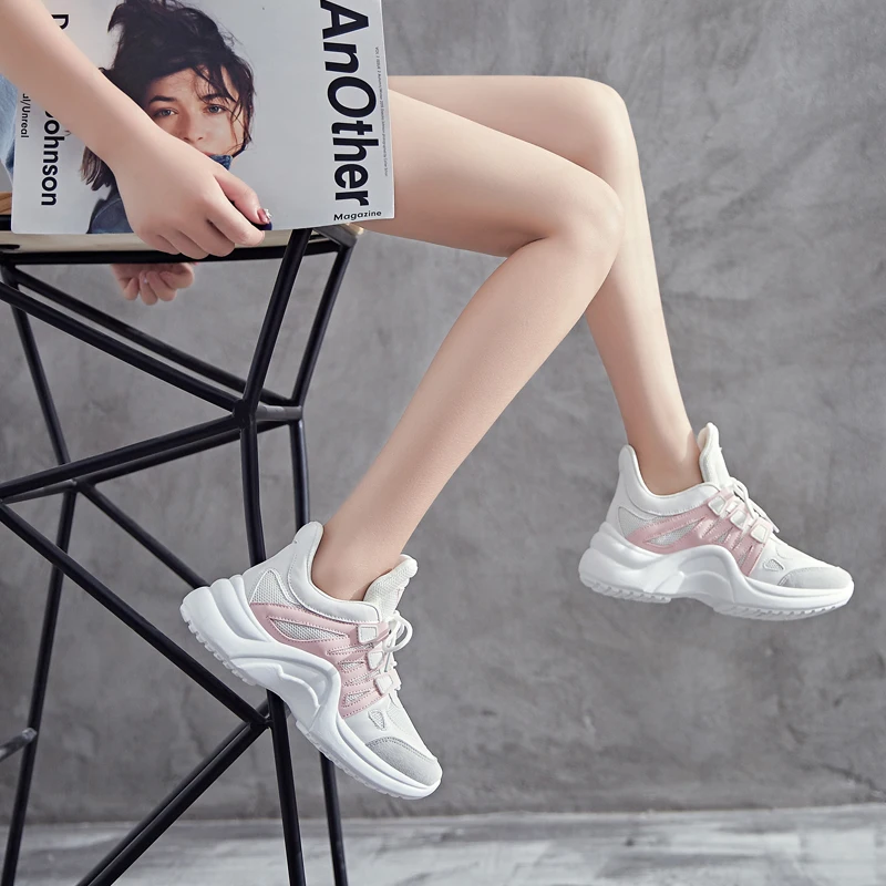 Brand 2019 Breathable Mesh Women Casual Vulcanize Shoes Female Fashion Sneakers Lace-up High Quality Leisure Walking Trainers | Обувь