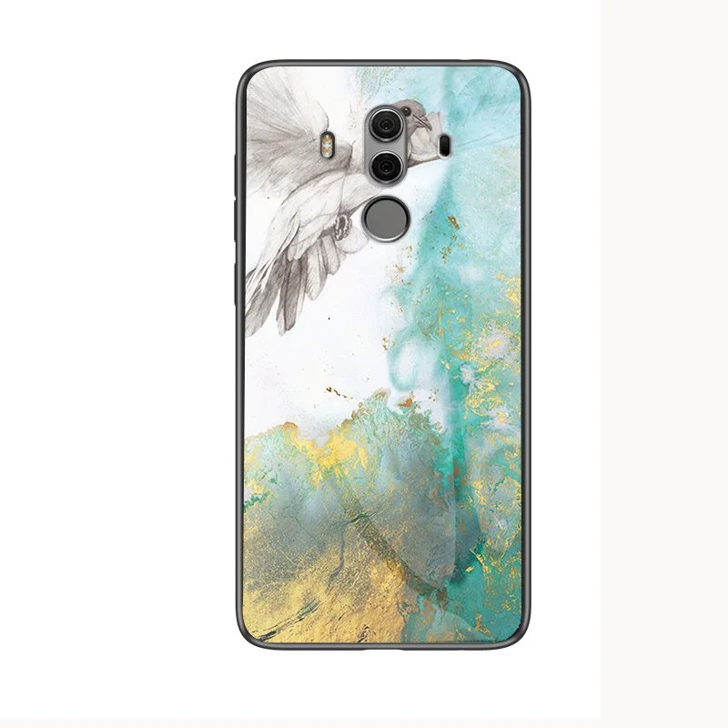 Чехол для Huawei Mate 10 Pro с мраморным закаленным стеклом чехлы телефонов 10Pro Mate10Pro