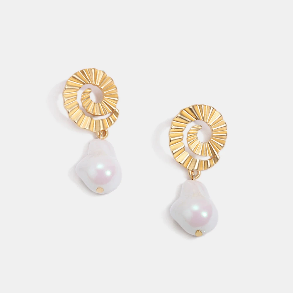 Серьги-пусеты с жемчугом круглые геометрические серьги из алюминиевого сплава