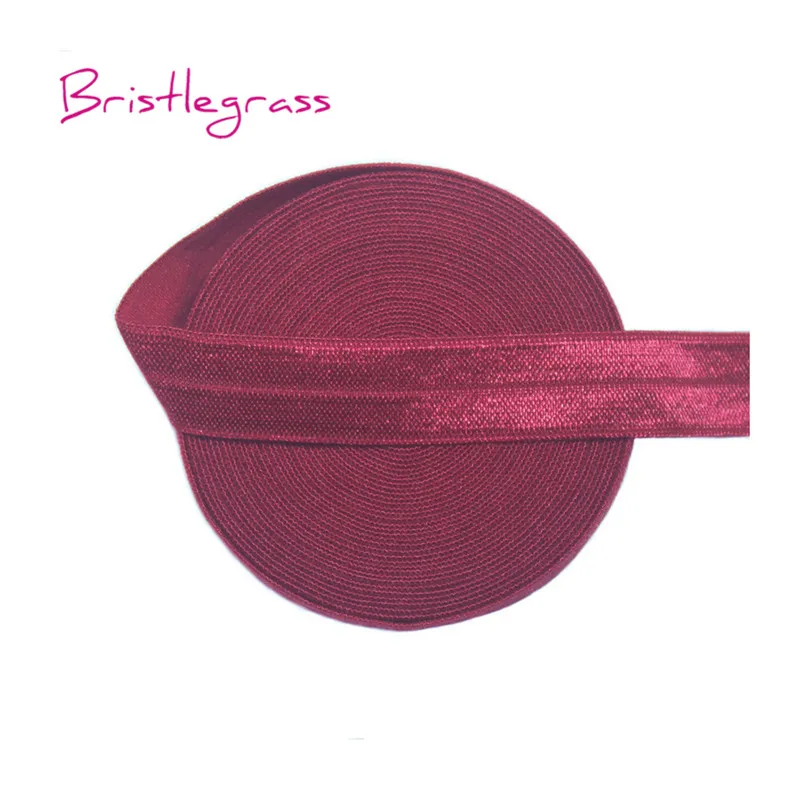 BRISTLEGRASS 100 ярд за рулоном 5/" 15 мм твердые блестящие складывающиеся эластичные враг спандекс атласная лента для волос повязка на голову кружево отделка Шитье - Цвет: Scarlet