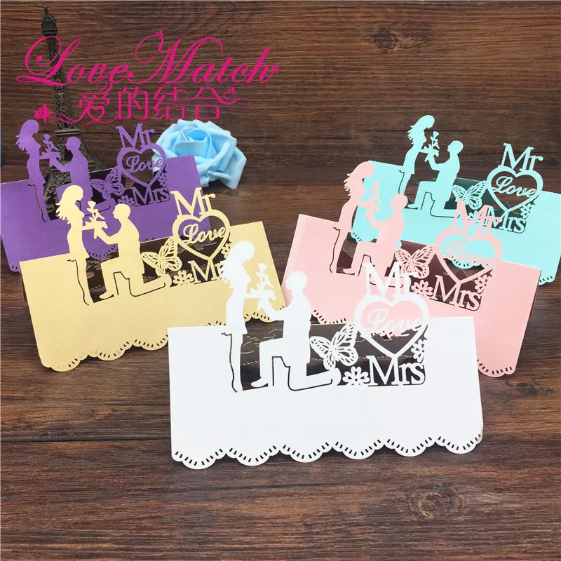 30 шт. Жених и невеста Лазерная резка свадебный стол место карты Название