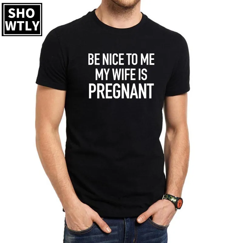 Эффектно папа быть хорошим для меня моя жена Беременная Мужская футболка мужские футболки папа быть короткий рукав