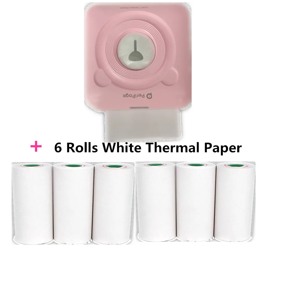Printer add 6 rolls GOOJPRT Peripage фото принтер карманный мини-наклейка термопринтер Bluetooth портативный мини-принтер для Мобильные телефоны Android IOS Телефон - Цвет: Printer add 6 rolls