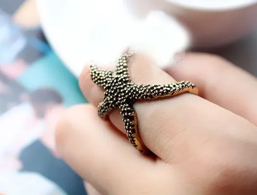 Free Shipping 20pcs/lot Starfish Sea star Finger Rings Alloy Metal Korean Fashion Jewelry 2 Colors | Украшения и аксессуары