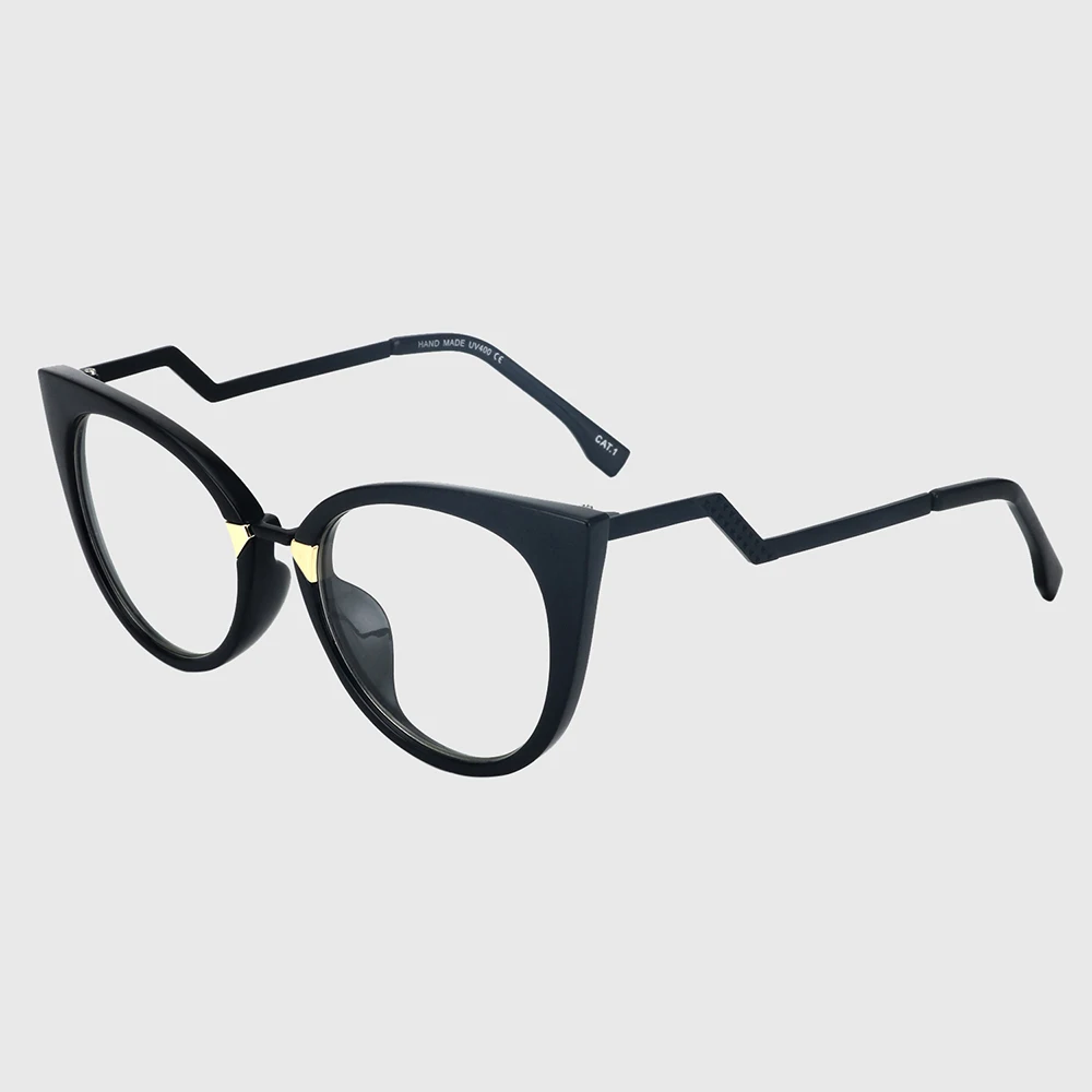 C3-Black-Clear Королевская девушка, Ретро стиль, кошачий глаз, очки для женщин и мужчин, фирменный дизайн, металлическая оправа, очки для женщин, прозрачные линзы, унисекс, Oculos ss588 - Цвет оправы: C3-Black-Clear