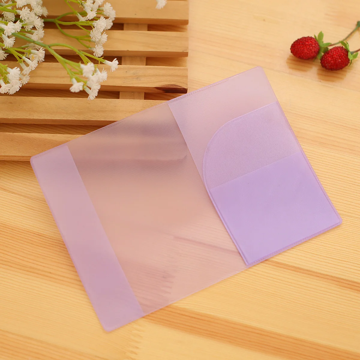 Чехол держатель для паспорта карамельных цветов прозрачный карт