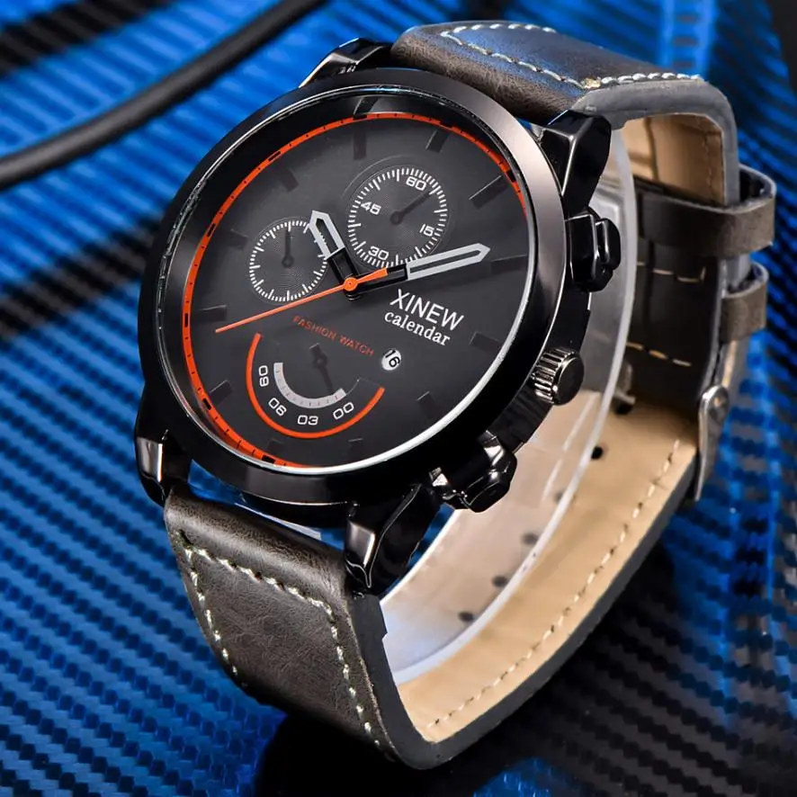 Часы Aimecor винтажные классические водонепроницаемые с кожаным ремешком