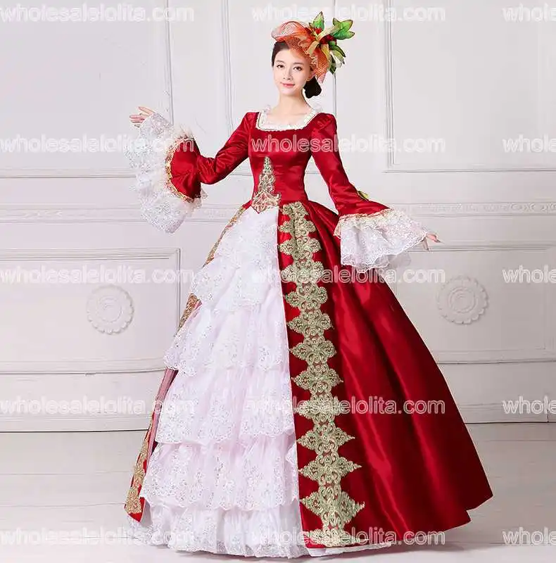 2017 Новый красный Вышивка Marie платье Антуанетты Гражданская война Southern Belle Платье