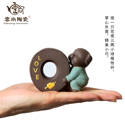 Фиолетовый глины Чай Pet Симпатичные Свинья гидропоники ваза украшения