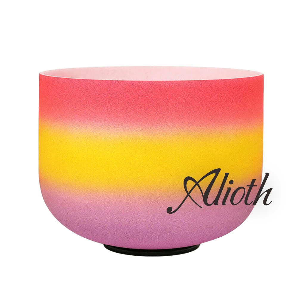8 Inch Outside Rainbow Colored C Note Crystal Singing Bowl for Root Chakra Balancing/Yoga/Meditation/Sound Therapy |