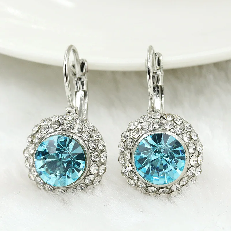 Серьги подвески женские 6 цветов синие красные зеленые розовые круглые с