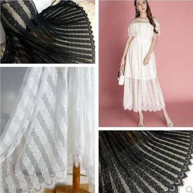 

Width 150CM high quality heavy bone line eyelash lace fabric DIY sewing materials wedding curtain decoration