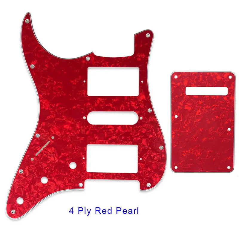 4Ply Red Pearl Запчасти для гитары-для левшей США Страт 72' 11 винтовое отверстие стандарт PAF Humbcker HSH гитарная Накладка и задняя пластина скретч пластина - Цвет: 4Ply Red Pearl