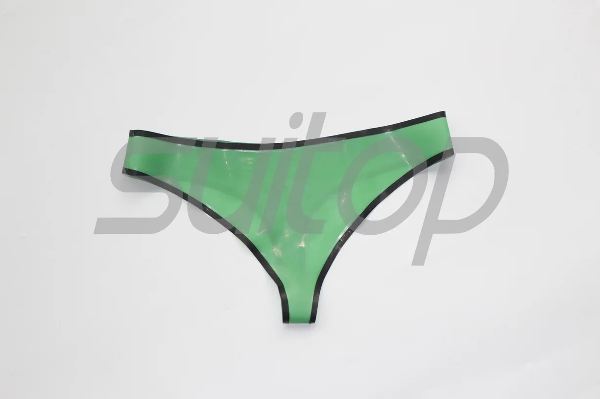 Женские резиновые трусики латексные Т-образные Танга стринги в Trasparent green - Цвет: Trasparent green