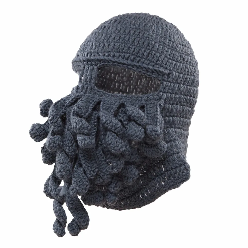 Lisli зима теплая Новинка Мужская вязаный шерстяной Забавный осьминог маска борода