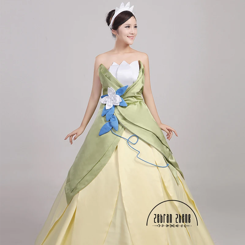 

Top Quality Custom made Tiana Cosplay Tiana Princess Costume Halloween Dress Free Shipping