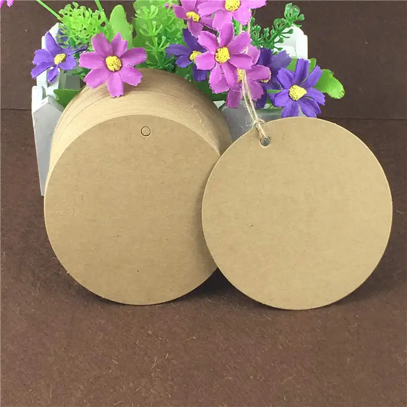 

300PCS /Lot Two Size Round Kraft Paper Price Blank Hanging Tags For Baggage Luggage Garment Note Bags Supplies Tags With Strings
