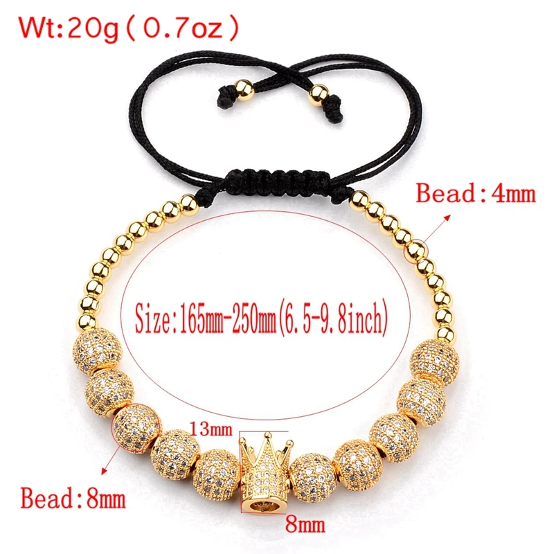 Браслеты с цирконием мужские браслеты 8 шариками кубические микро короны из