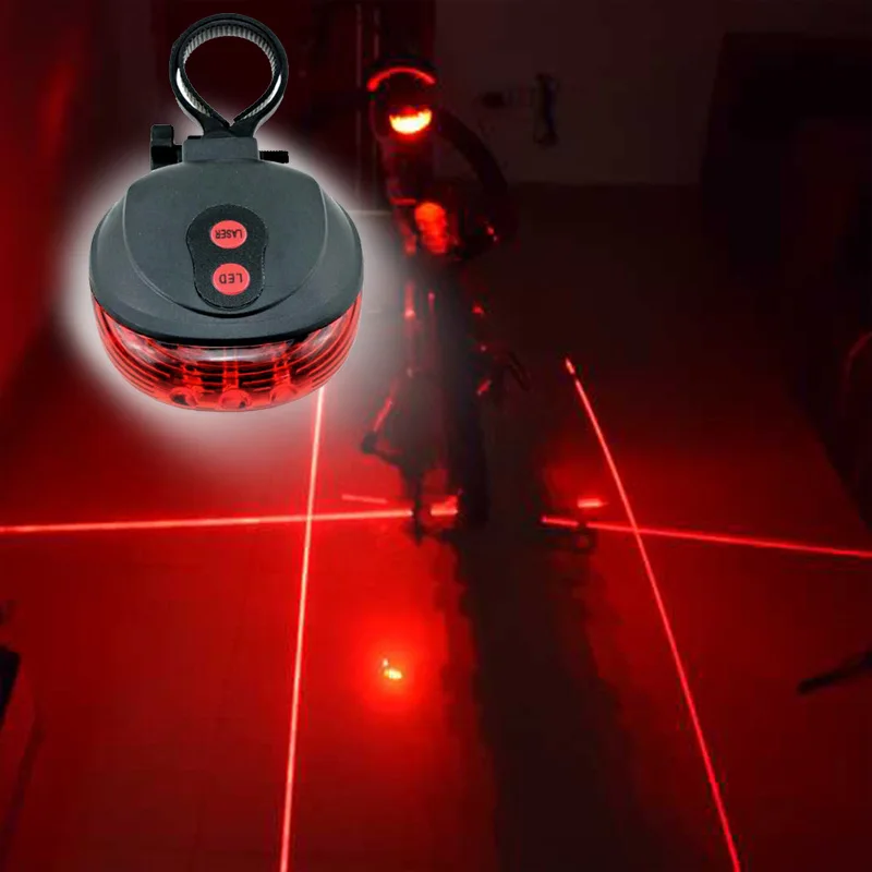 red red reticle WasaFire Новые 5 шт/упаковка, красный светодиодный велосипедный светильник 2 лазеры 7 режимов велосипед хвост светильник безопасности Предупреждение светильник велосипедная задняя фара для велосипеда, светильник задний фонарь - Цвет: red red reticle