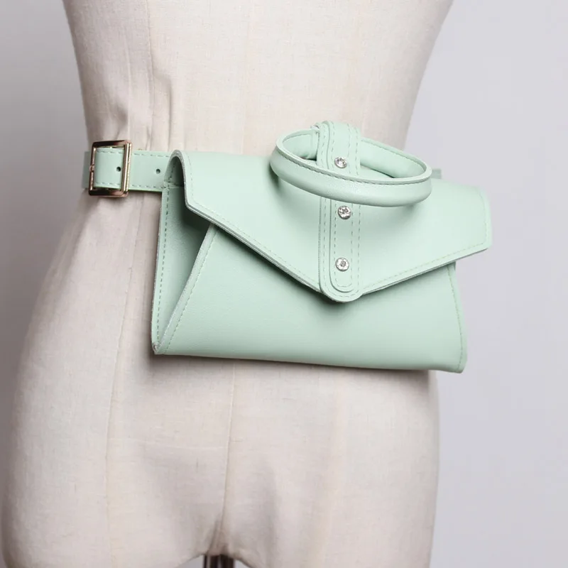 Green Waist Bag Для женщин сумка на поясном ремне Roundhandle поясная сумка кожаная сумки на плечо Для женщин хозяйственная сумка-тоут модные курьерские телефон Phouch Поясные Сумки на пояс - Цвет: Green Waist Bag