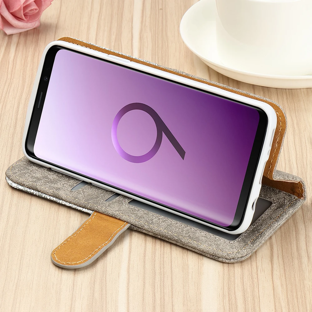 Роскошный блестящий кошелек-чехол для телефона samsung Galaxy S9 Plus S10 S10E, Женский флип-держатель для карт, чехол для samsung S8 S7 Edge