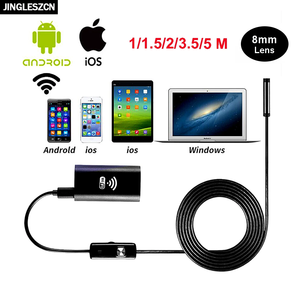 Wi Fi эндоскоп камера мини водостойкий жесткий кабель Инспекционная мм 8 М 1 10 м USB