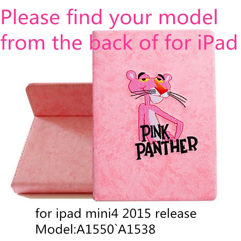 Panther BS mini 4 Чехол для iPad 9,7 / release Air 2 mini 1 2 3 4 для iPad 4 ZAIWJ Smart Sleep/Wake Case 3D вышитая розовая пантера оболочка - Цвет: Panther BS mini 4