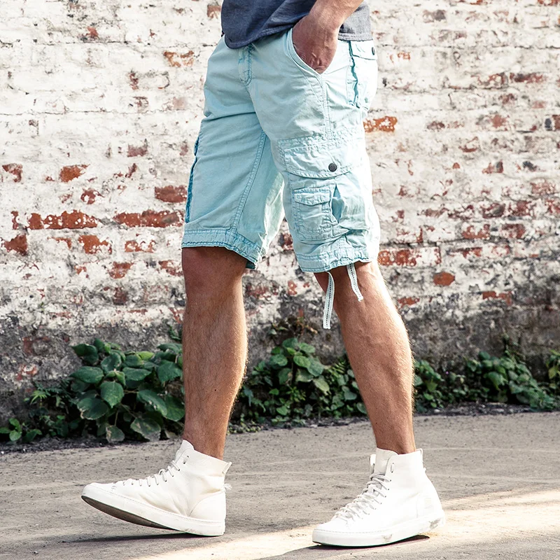 Multi bag bib overall 2017 Men Military Shorts Summer Men's pure color Cargo Workout Homme Casual Trousers plus | Мужская одежда