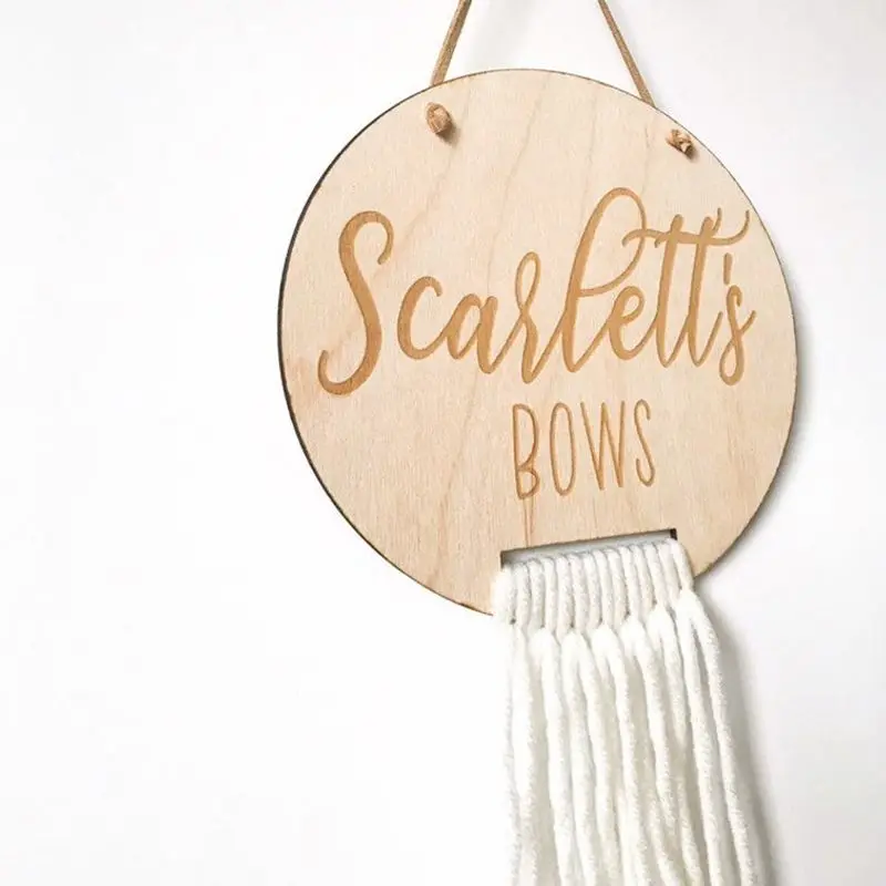 

1PCS Personalised wooden baw Organizer bow holder baby room decor Home hanging decoration