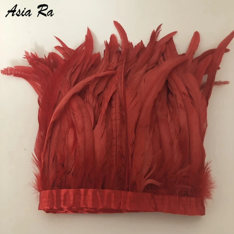 10 Meters Red chicken feather trims 30-35cm christmas decorations for home Rooster tails Feather fringes strips | Дом и сад