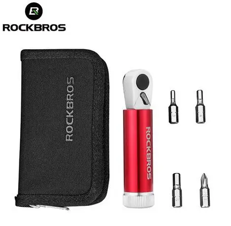 ROCKBROS набор инструментов для ремонта велосипеда трещотка гаечный ключ быстрый ремонт гаечный ключ крестовые инструменты для шестигранных ШЛИЦОВ Многофункциональный ремонтный набор инструментов набор - Цвет: red