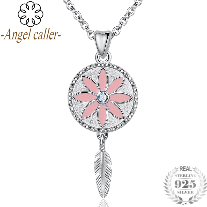 Женское ожерелье с подвеской Angel Caller розовое из 100% стерлингового серебра 925 пробы