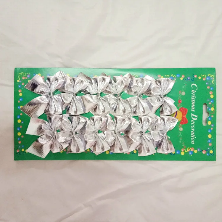 60 шт./упак. Рождественский Маленький бант Золотой Серебряный праздничный Декор
