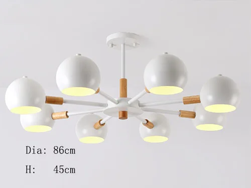 White 8 lights Лампы в скандинавском стиле из твердой древесины Современный минималистичный E27 Светодиодная Люстра для гостиной столовой ресторана спальни кабинета - Цвет корпуса: White 8 lights