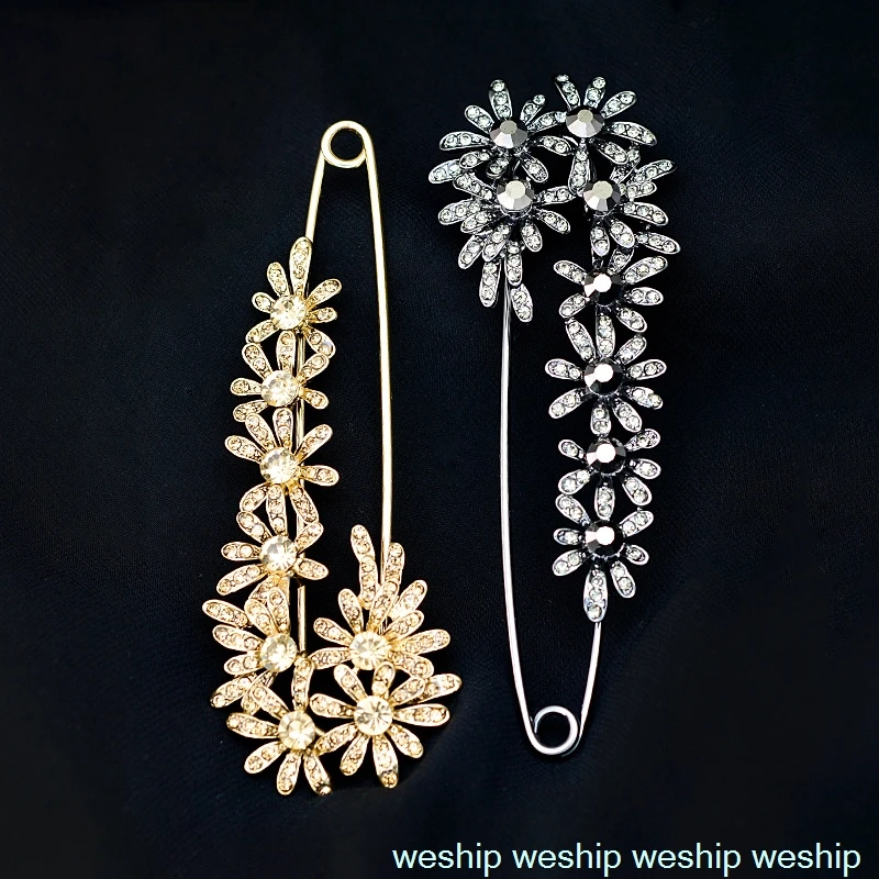 length 10cm big size daisy golden/silver Rhinestone pin for coat shawl Brooch Broche Producto Clothings Accessories gift | Дом и сад
