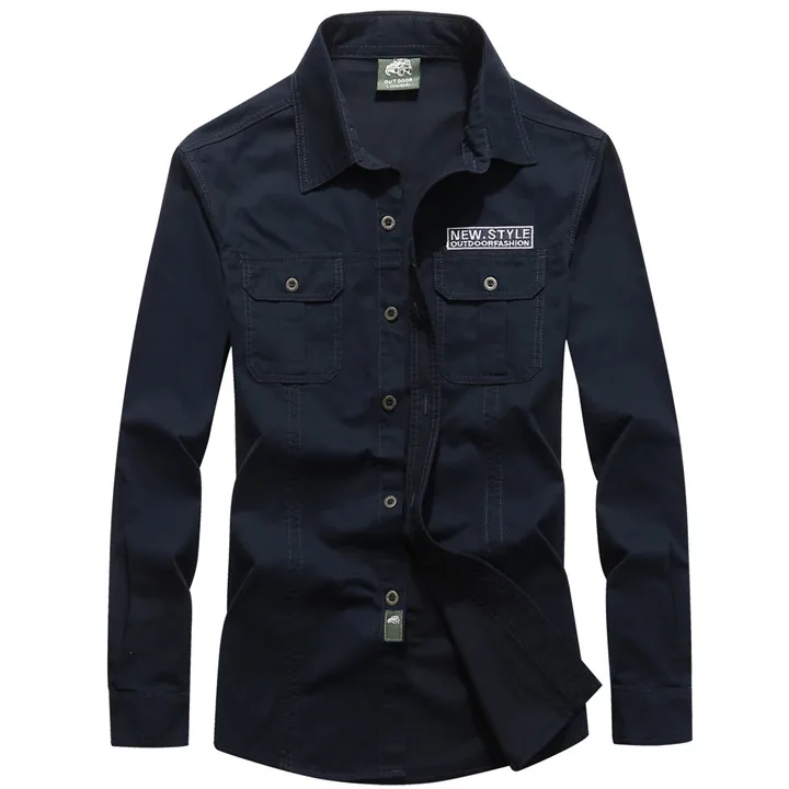 Новая весенняя джинсовая рубашка AFS Мужская camisa masculina брендовая Военная Мужская рубашка с длинным рукавом chemise homme Повседневная рубашка - Цвет: Тёмно-синий