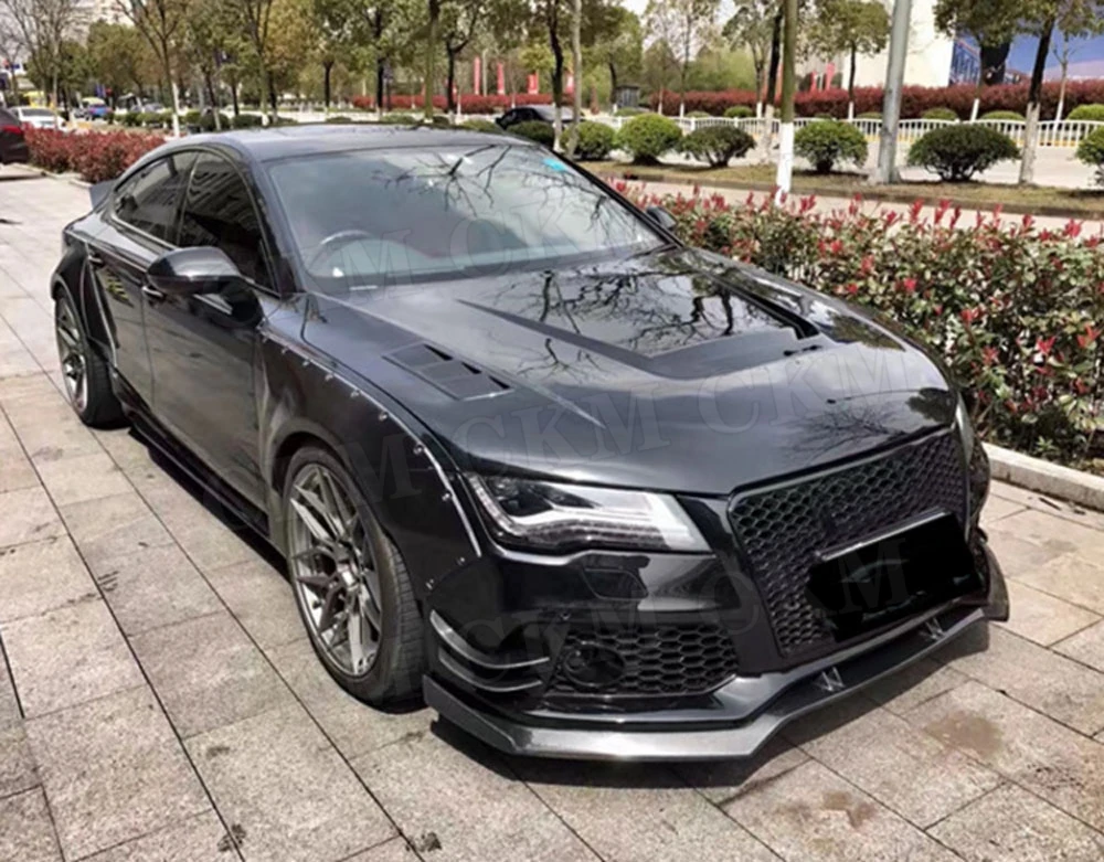 Для RS6 RS7 углеродное волокно передний спойлер пластина для Audi A6 RS6 A7 RS7 2012- головной бампер Лопата автомобильный Стайлинг