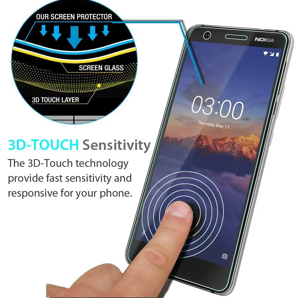 NEW Tempered Glass Film Protection Shield Screen Protector for Nokia 2.1/3.1/5.1 | Мобильные телефоны и аксессуары