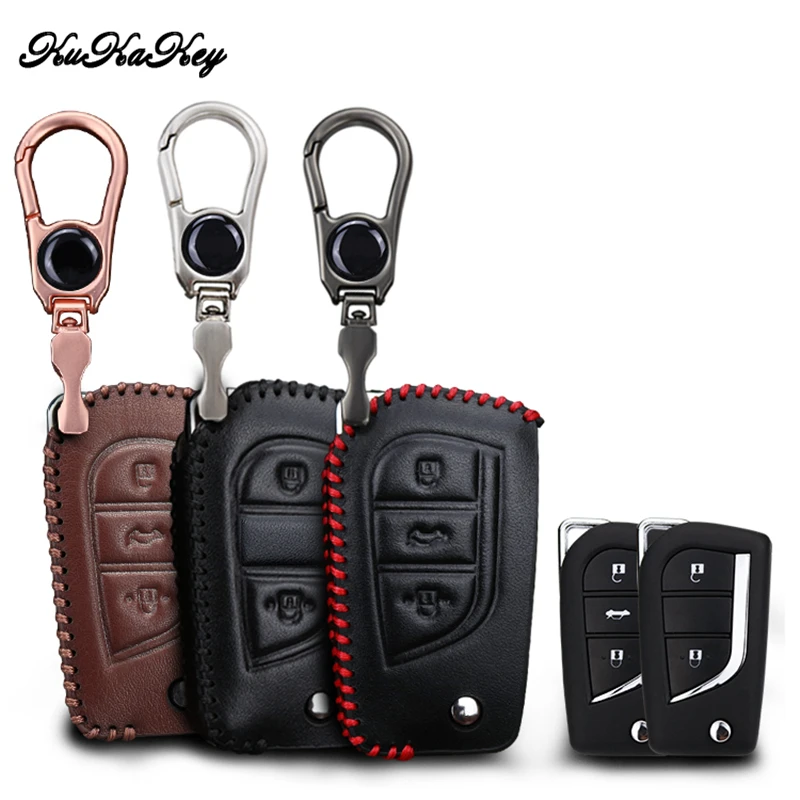 KUKAKEY кожаный чехол для автомобильного ключа Toyota Yaris Camry Corolla Prado REIZ Crown RAV4 Hilux