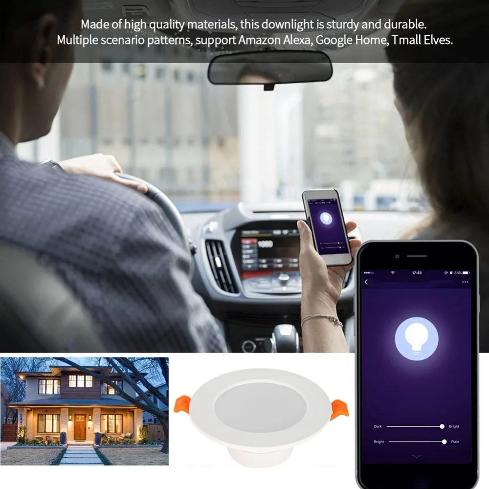 Led WiFi Smart Downlight led Ceiling Light RGB White Wake-Up Lights Compatible with Alexa and Google Assistant | Лампы и освещение