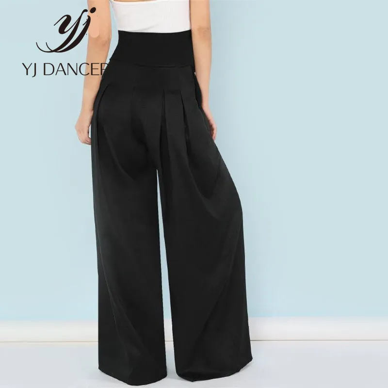 2018 Self Belted Box Pleated Palazzo Pants Women Elegant Loose Long Fall High Waist Wide Leg CSS302 | Женская одежда