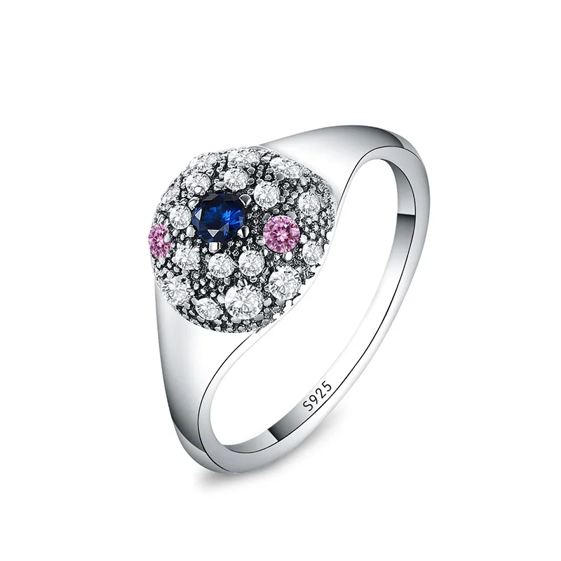 R140 Корона сердце Эмаль Круглый Романтический палец кольцо 925 пробы серебро сверкающий кристалл кольцо для женщин ювелирные изделия - Цвет основного камня: R140
