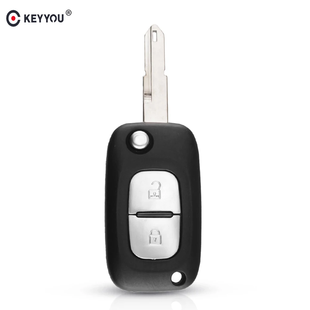 Складной автомобильный чехол-брелок KEYYOU с 2 кнопками для Renault Clio Megane Kangoo Modus Uncut NE73