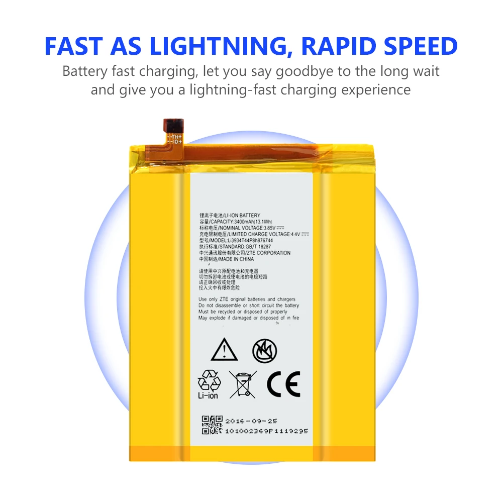 Подлинная Замена литий полимерная батарея 3400mAh Li3934T44P8h876744 для ZTE ZMax Pro Z981 Мобильный